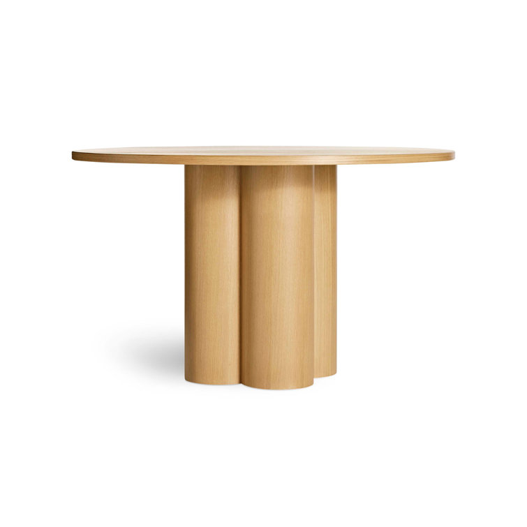 48" Round White Oak Wood Dining Table with Clover Pedestal
