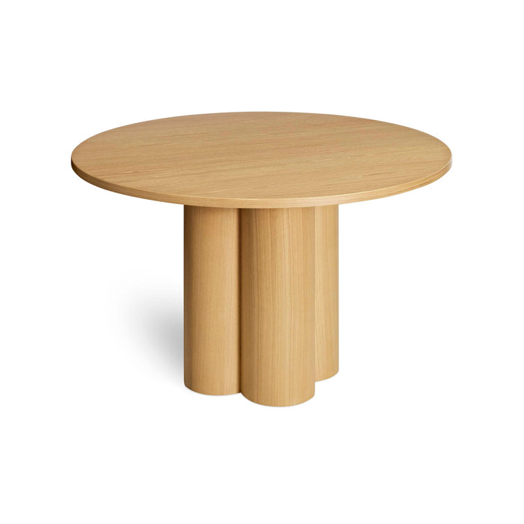 48" Round White Oak Wood Dining Table with Clover Pedestal