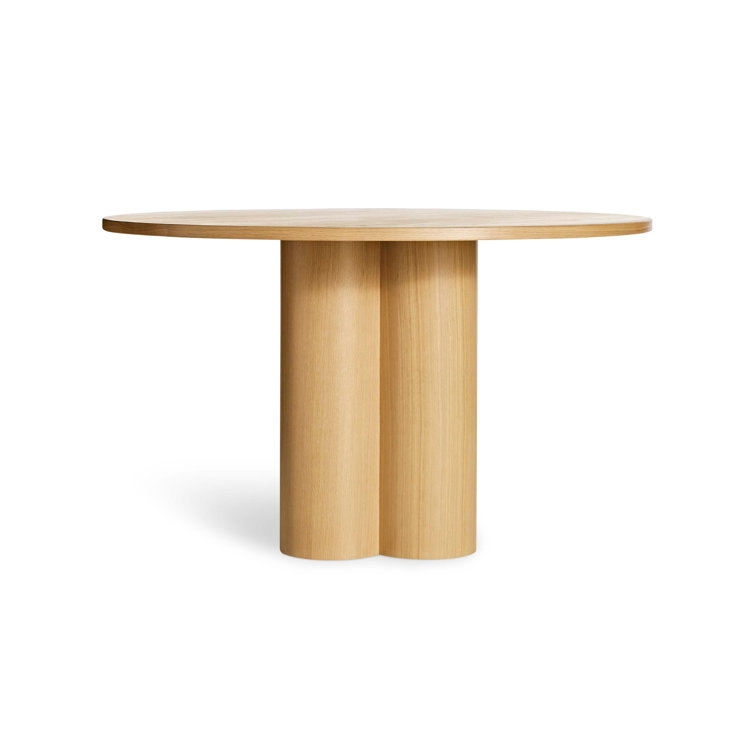 48" Round White Oak Wood Dining Table with Clover Pedestal