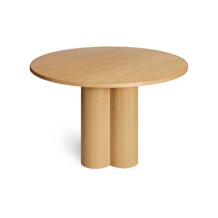 48" Round White Oak Wood Dining Table with Clover Pedestal