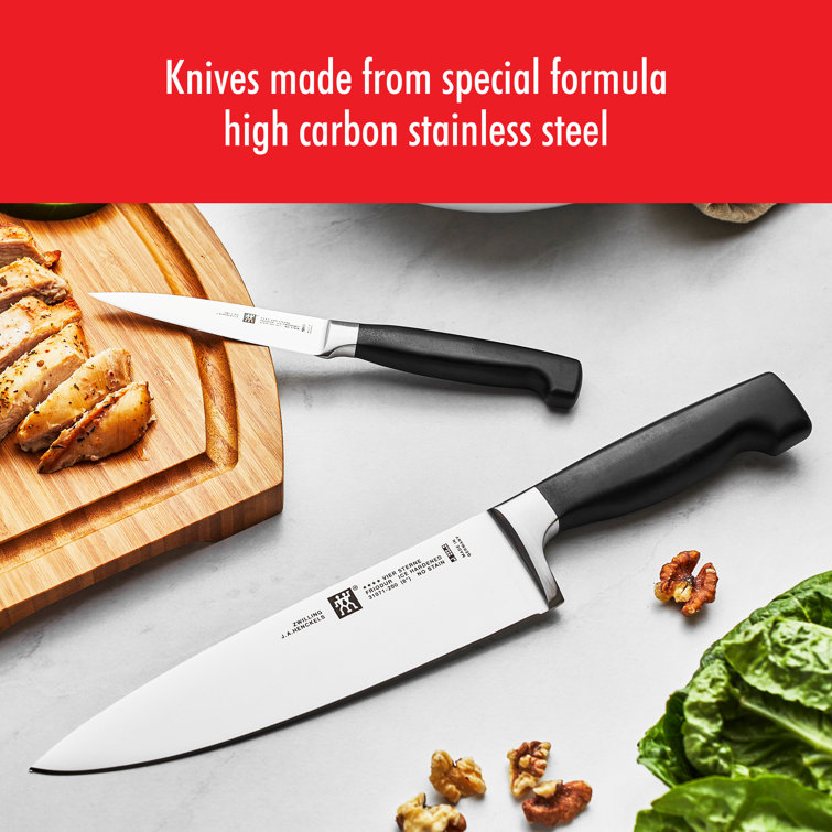Zwilling Four Star 2-Piece Stainless Steel Knife Set with Block