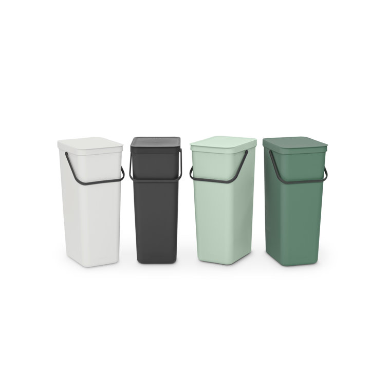 Jade Green Plastic Kitchen Recycling Bin with Removable Lid