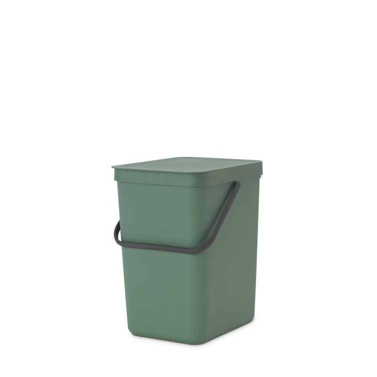 Fir Green Plastic Recycling Bin with Removable Lid, 6.6 Gallon