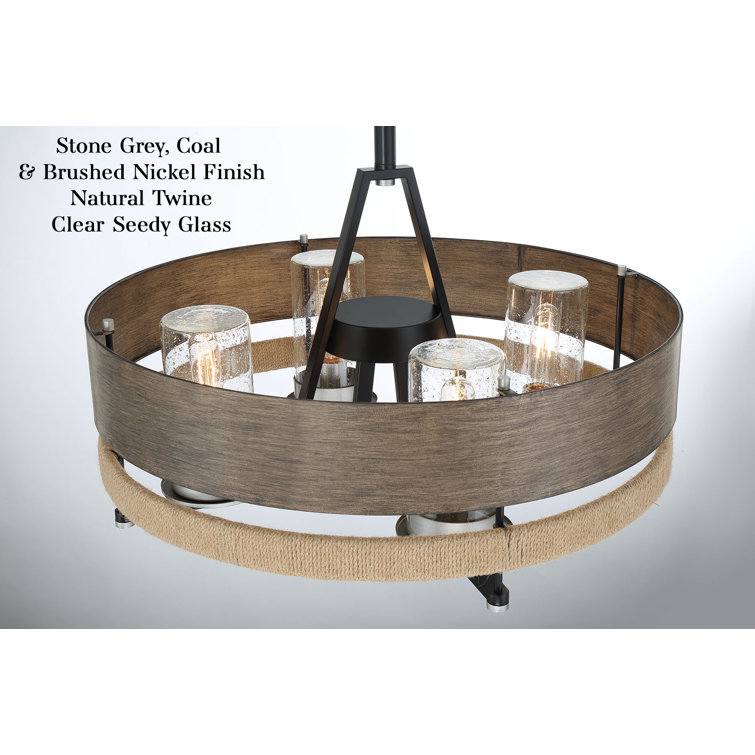 Silver Creek 24" Stone Grey & Brushed Nickel 4-Light Outdoor Pendant