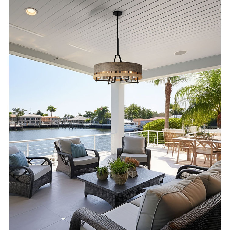 Silver Creek 24" Stone Grey & Brushed Nickel 4-Light Outdoor Pendant