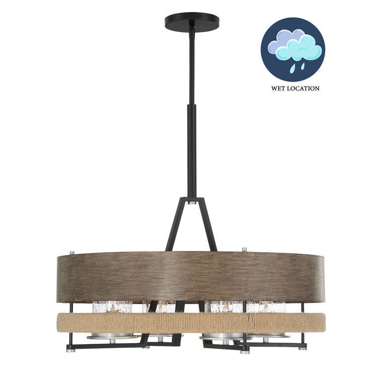Silver Creek 24" Stone Grey & Brushed Nickel 4-Light Outdoor Pendant