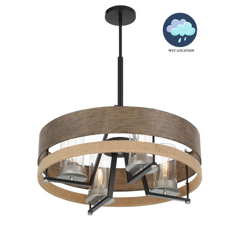 Silver Creek 24" Stone Grey & Brushed Nickel 4-Light Outdoor Pendant