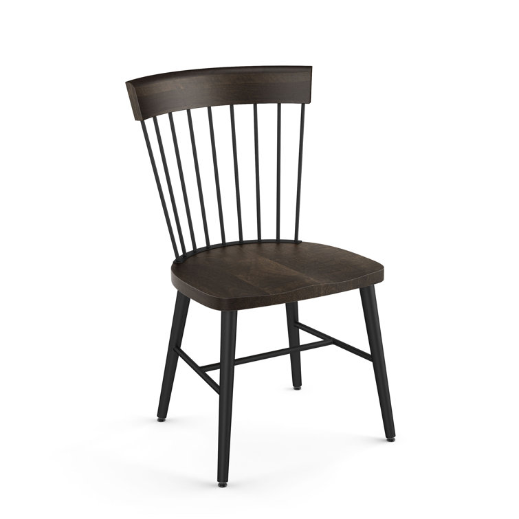 Dark Brown Wood and Metal Slat Back Side Chair