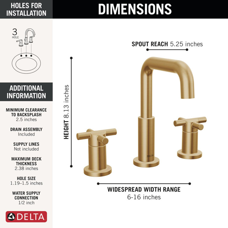 Champagne Bronze 3-Hole Widespread Bathroom Faucet with Dual Handles