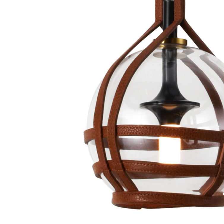 Bari Adjustable Height 7-inch Globe LED Pendant Light in Antique Brass
