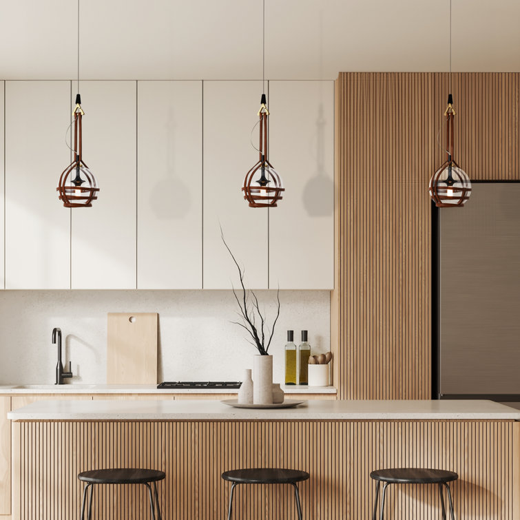 Bari Adjustable Height 7-inch Globe LED Pendant Light in Antique Brass