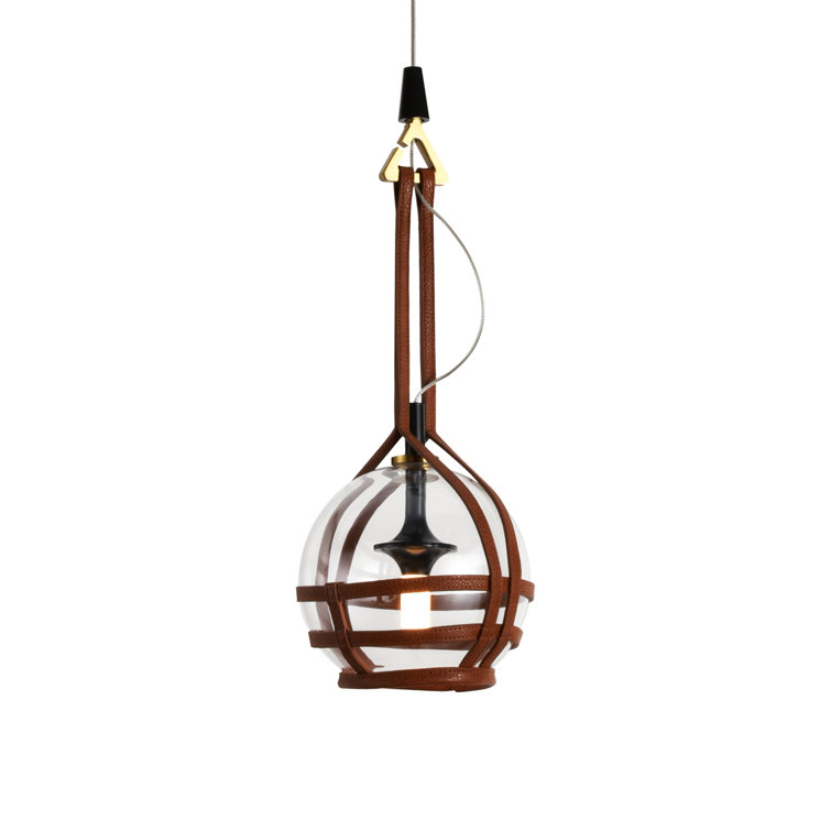 Bari Adjustable Height 7-inch Globe LED Pendant Light in Antique Brass