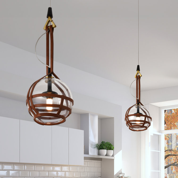 Bari Adjustable Height 7-inch Globe LED Pendant Light in Antique Brass