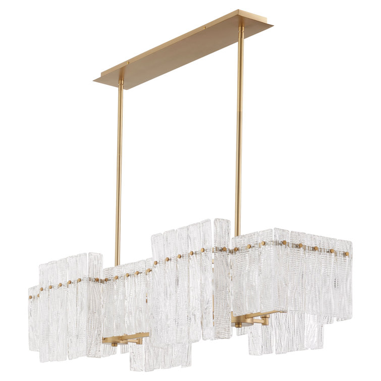 Othello Aged Brass and Glass 8-Light Linear Chandelier