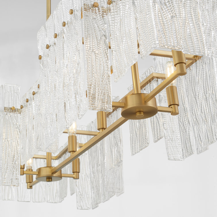 Othello Aged Brass and Glass 8-Light Linear Chandelier
