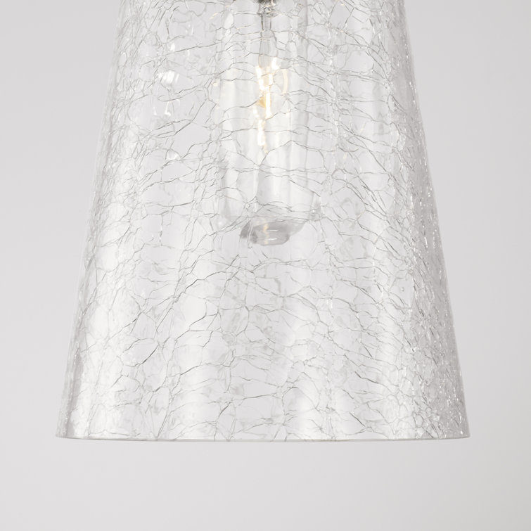Mila Aged Brass Pendant with Clear Half-Crackle Glass Shade