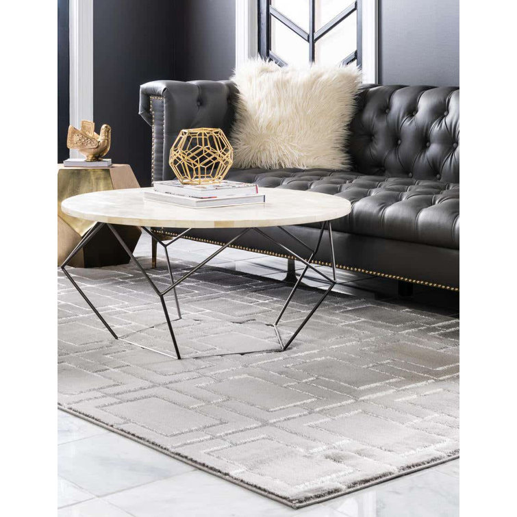 Uptown Chic 4' x 6' Geometric Gray Silver Easy-Care Area Rug