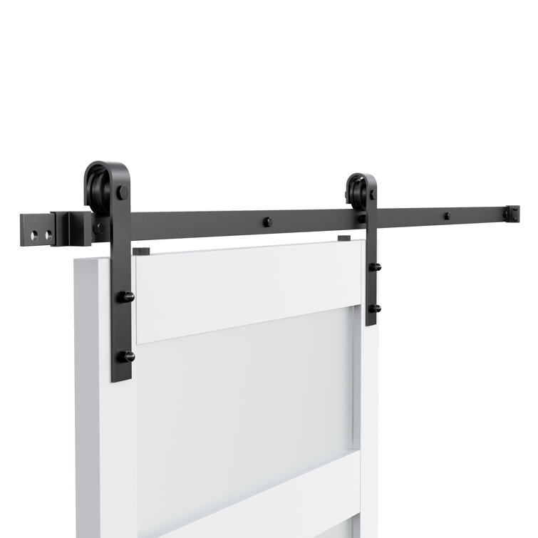 96" x 84" White Frosted Glass PVC Sliding Barn Door with Hardware Kit