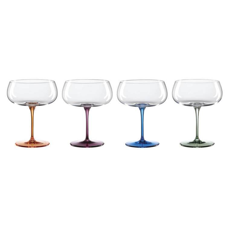 Colorful Margarita Glass Set with Multicolor Stems, Set of 4