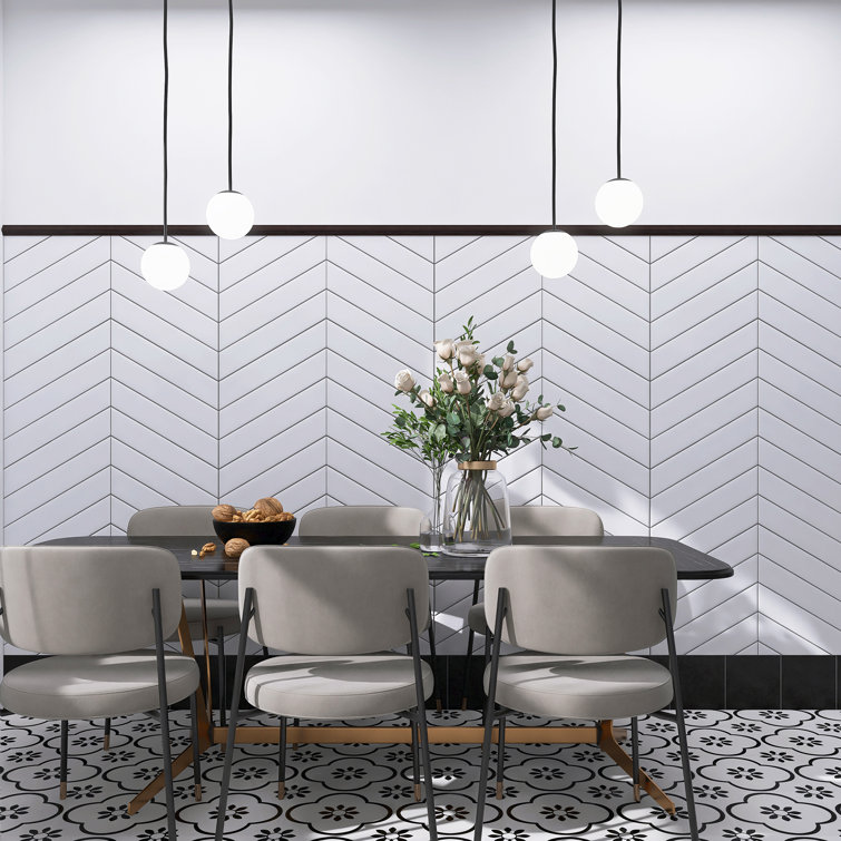 Elegance White Chevron Matte Porcelain Floor and Wall Tile