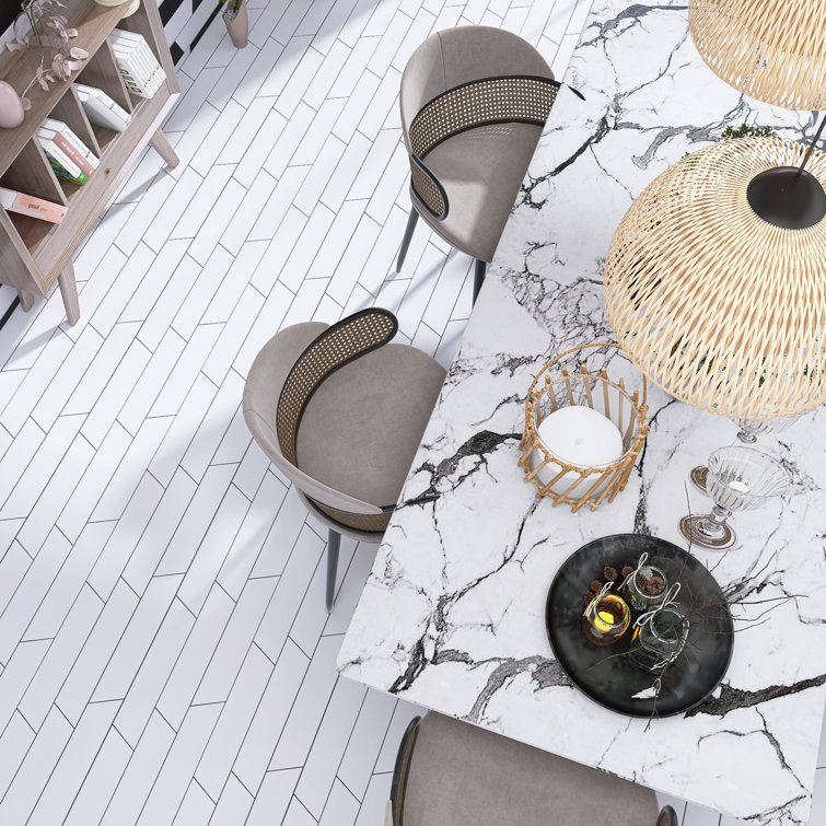 Elegance White Chevron Matte Porcelain Floor and Wall Tile