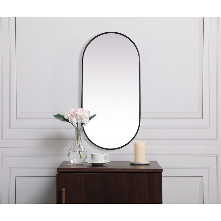 Black Metal Framed Oval Full Length Vanity Mirror