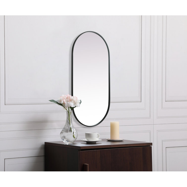 Black Metal Framed Oval Full Length Vanity Mirror