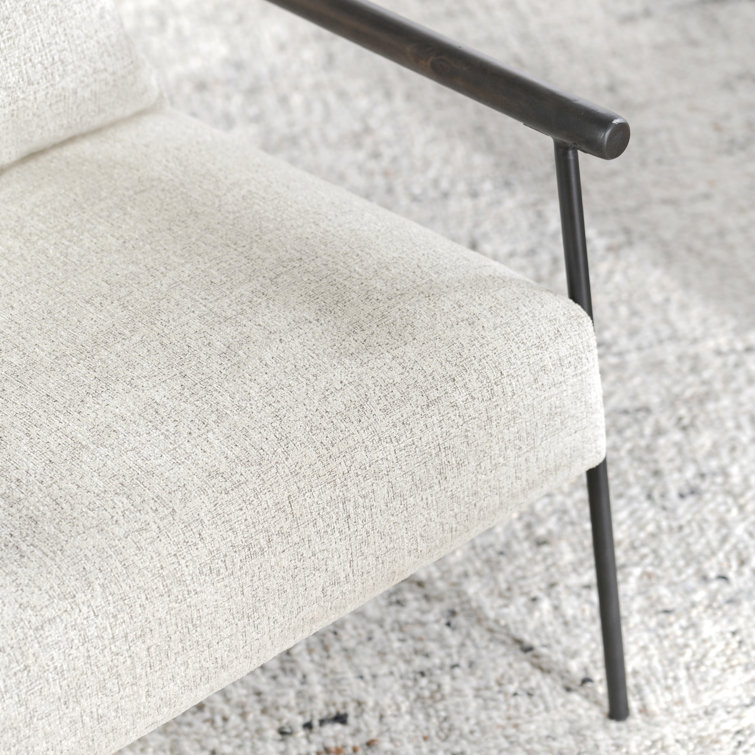 Eliicott Transitional Beige Polyester Accent Chair with Birch Legs