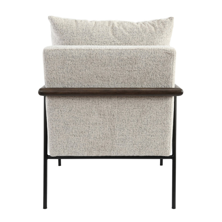 Eliicott Transitional Beige Polyester Accent Chair with Birch Legs