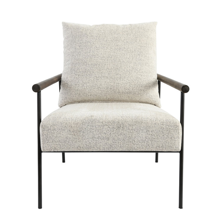 Eliicott Transitional Beige Polyester Accent Chair with Birch Legs