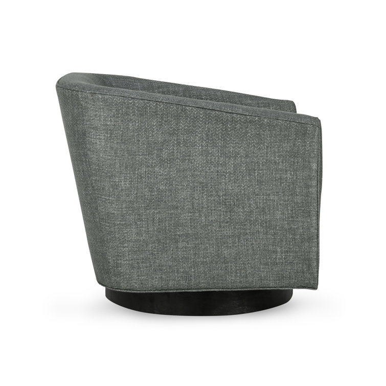 Taupe Twill Handcrafted Swivel Barrel Chair