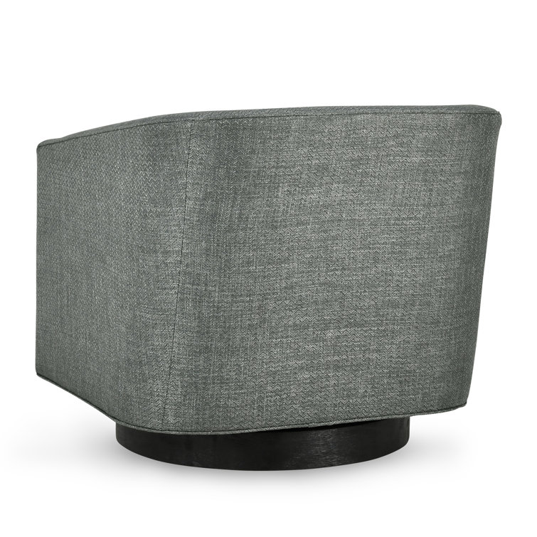 Taupe Twill Handcrafted Swivel Barrel Chair
