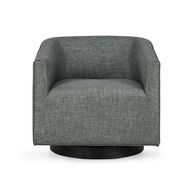 Taupe Twill Handcrafted Swivel Barrel Chair