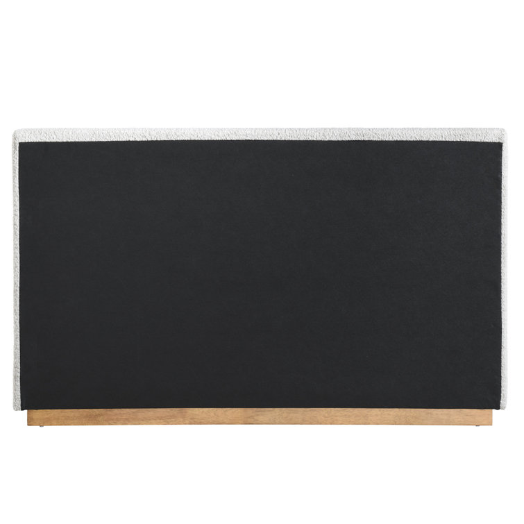 Cream Boucle Upholstered Queen Platform Bed with Wood Frame