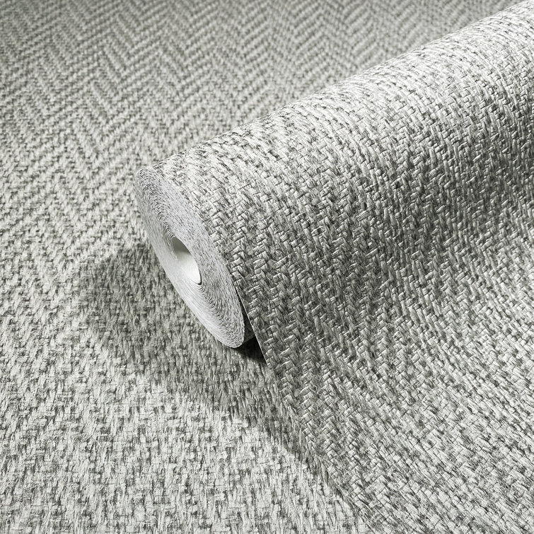 Gray Sisal Weave Texture Non-Pasted Wallpaper Roll