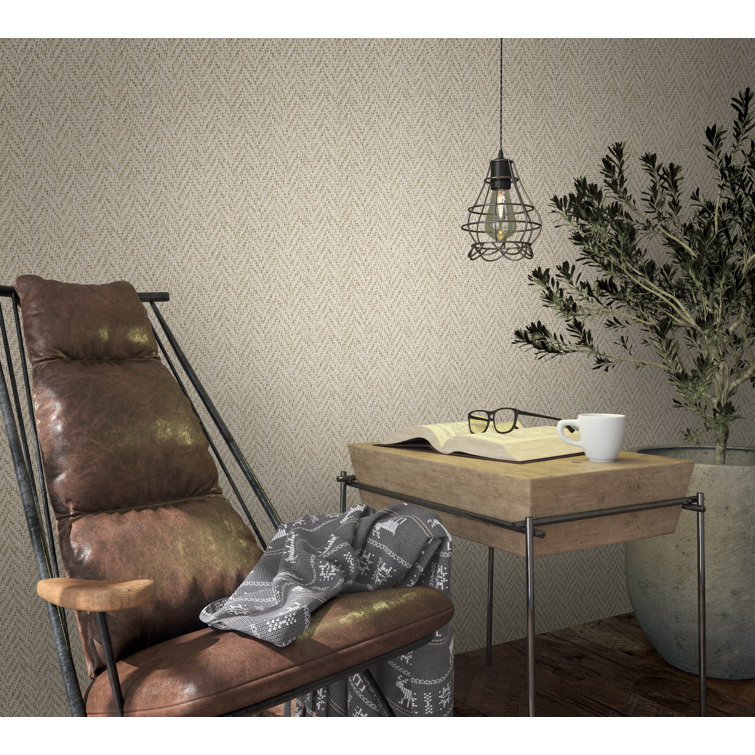 Beige Rattan Texture Non-Pasted Washable Wallpaper Roll