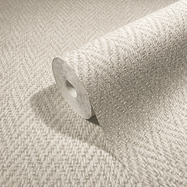 Beige Rattan Texture Non-Pasted Washable Wallpaper Roll