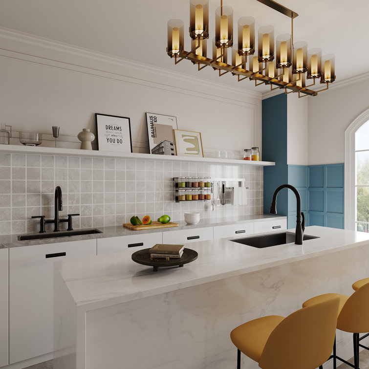 Matte Black Dual Handle Pull-Down Bridge Kitchen Faucet