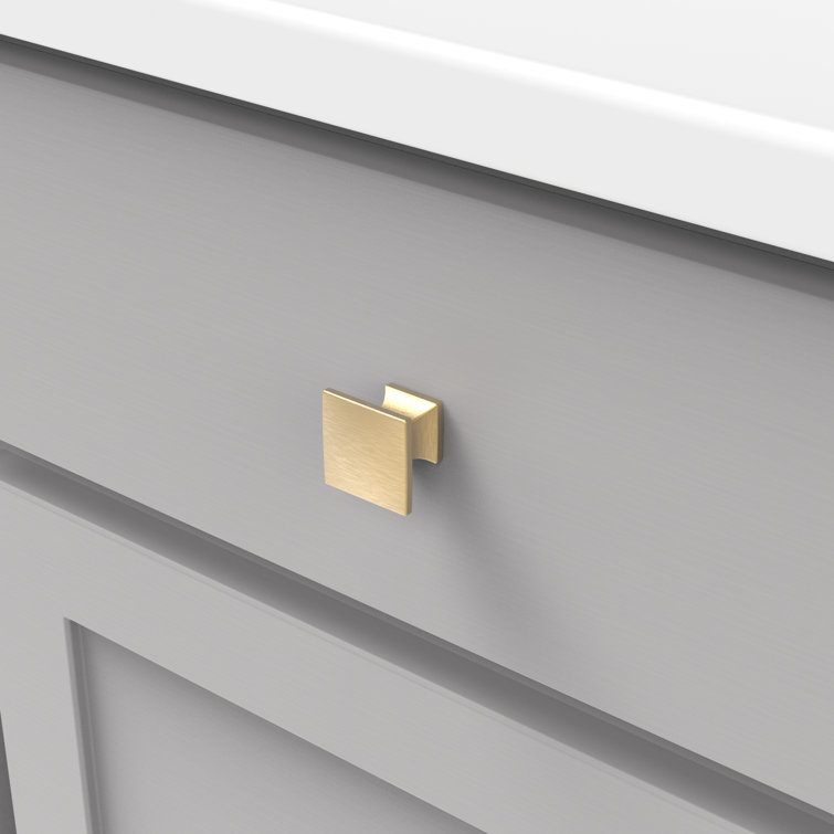 Brushed Golden Brass Square Cabinet Knob Multipack