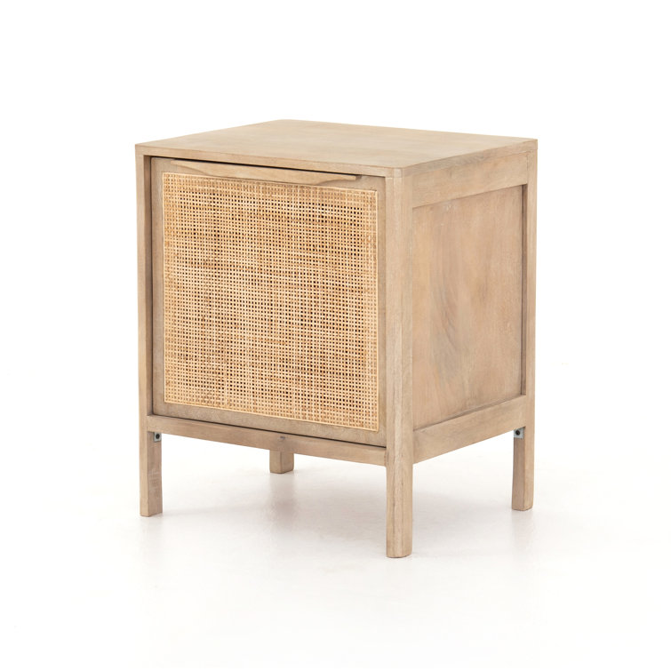 Prescott Modern Brown Cane Cabinet Nightstand 20"W