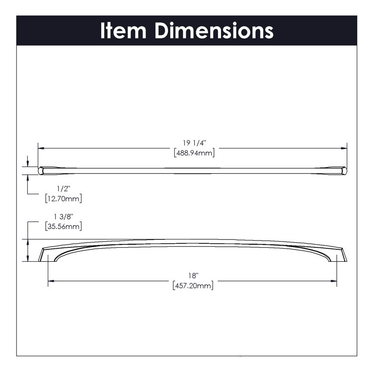 Bright Nickel 18" Modern Cabinet Handle