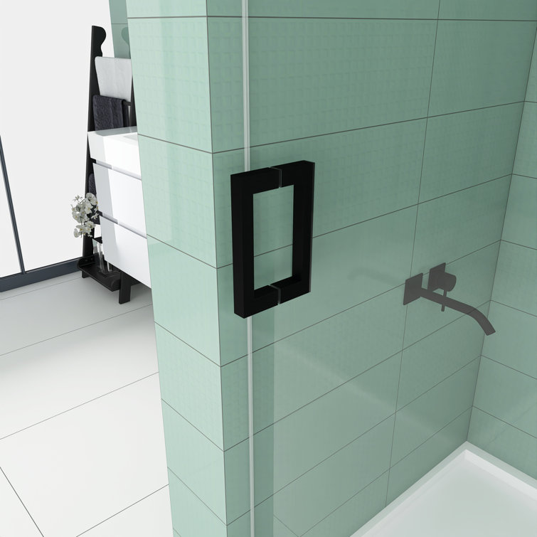 Matte Black Frameless Sliding Shower Door with Clear Tempered Glass