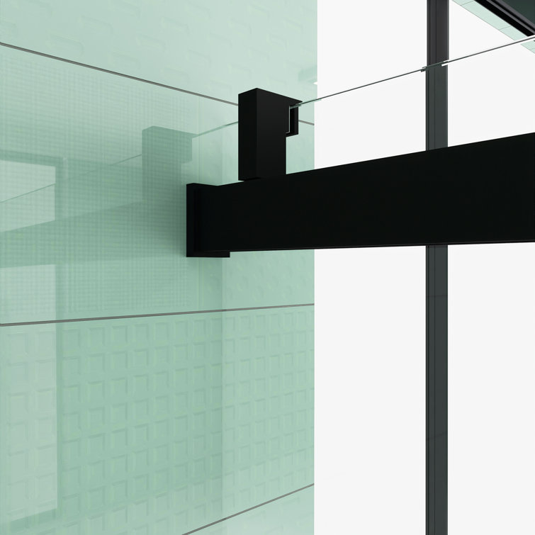 Matte Black Frameless Sliding Shower Door with Clear Tempered Glass