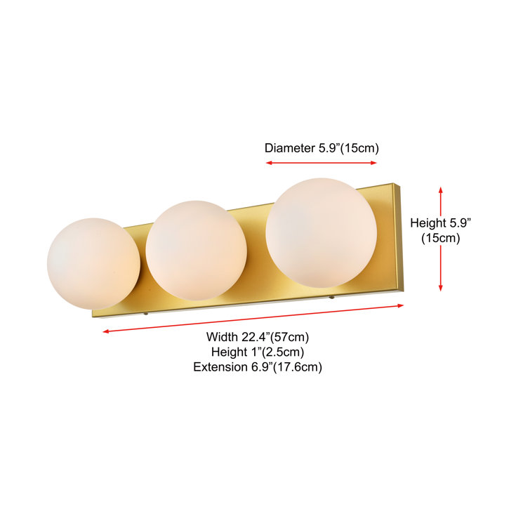 Brass 3-Light Dimmable Vanity Fixture with Beige Glass Shades