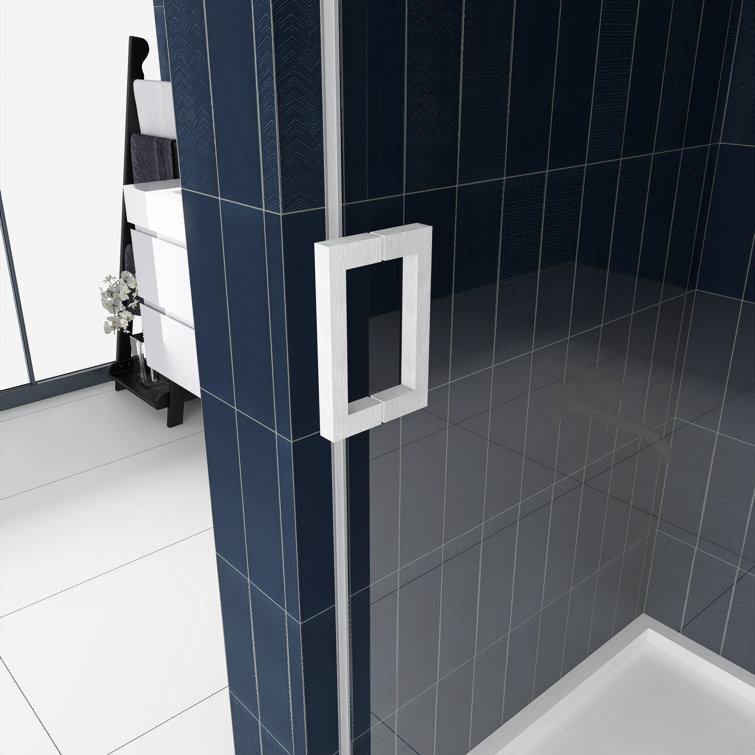 60'' W x 76'' H Brushed Nickel Frameless Sliding Shower Door with Clear Glass