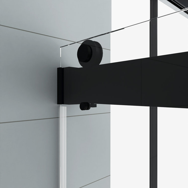 Matte Black Frameless Sliding Shower Door with Clear Tempered Glass