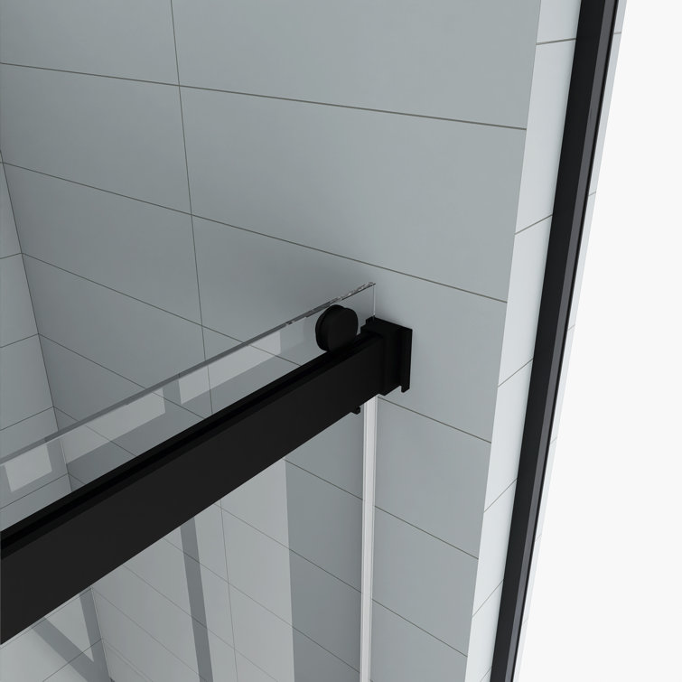 Matte Black Frameless Sliding Shower Door with Clear Tempered Glass