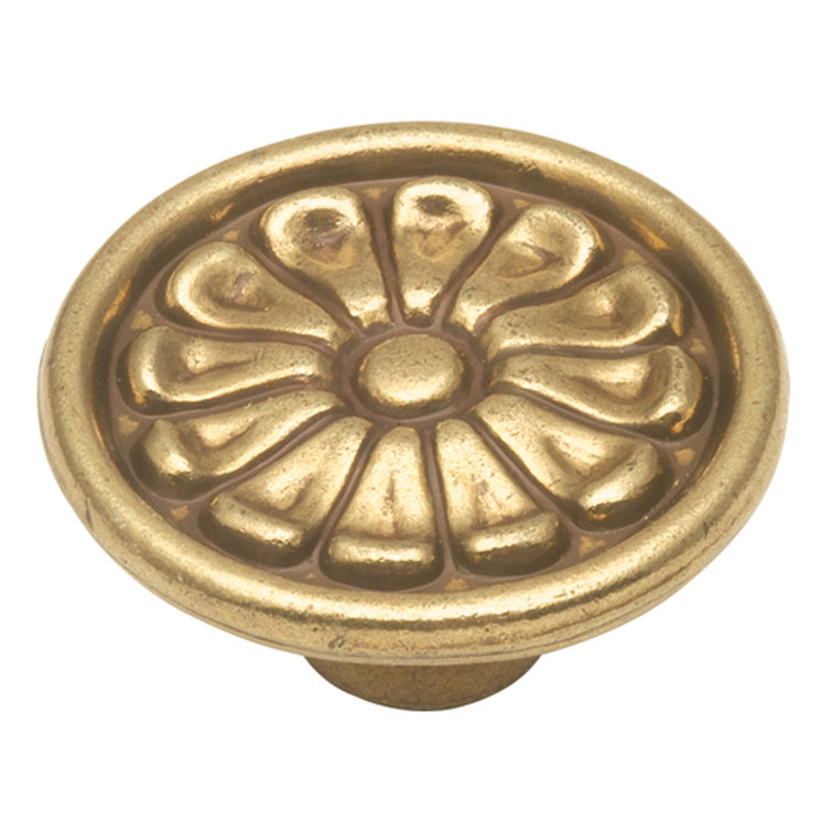 Polished Brass Traditional Round Mushroom Knob with Mounting Hardware