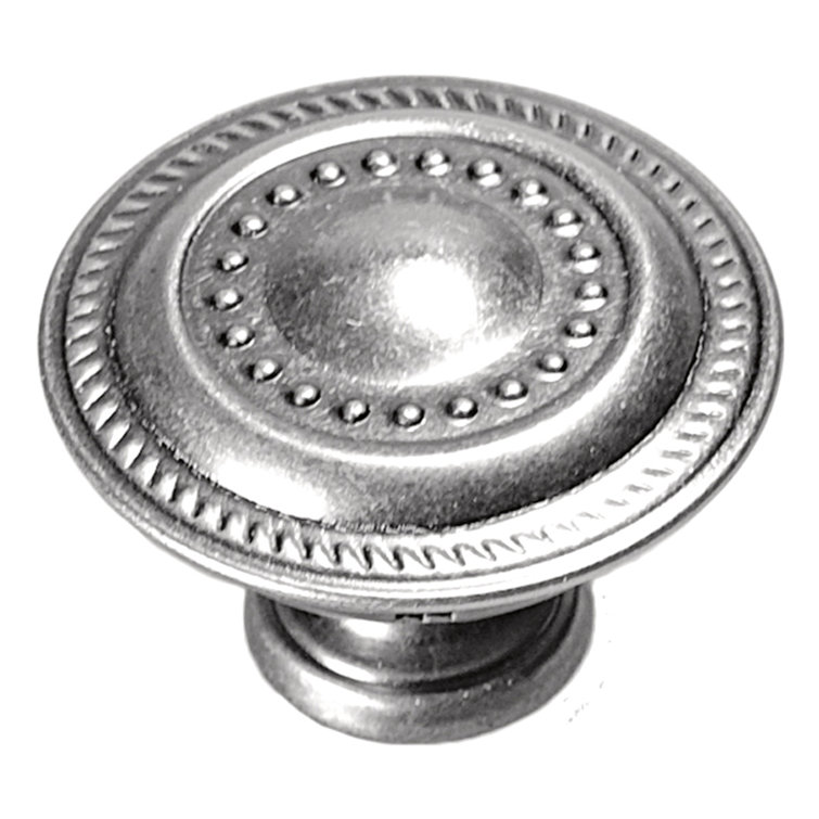Silver Traditional Round Mushroom Cabinet Knob with Mounting Hardware