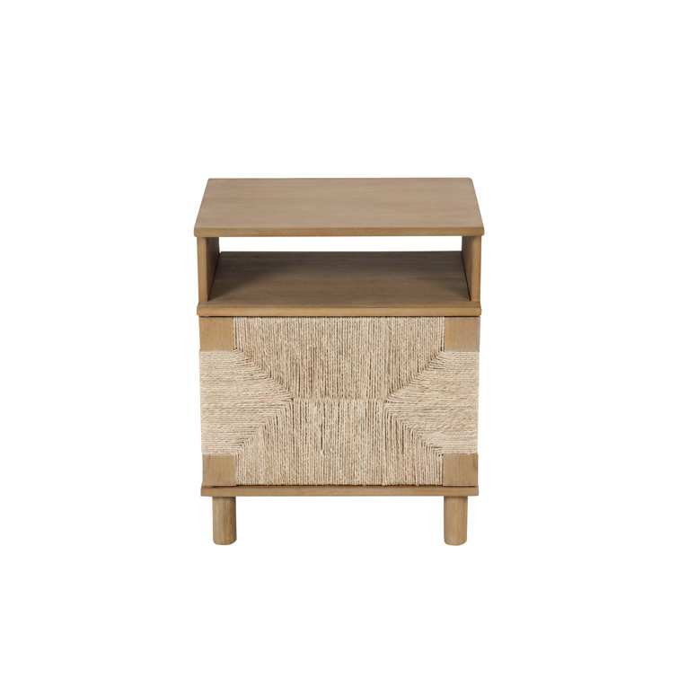 Beacon Light Brown Wood and Seagrass Nightstand